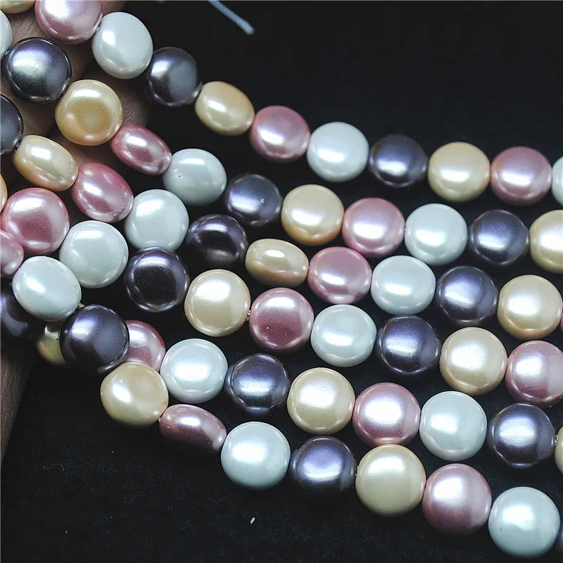 

37PCS New Hot Shell Beads Mother Of PEARL Strings Coin Shape For Womens Bracelets Making Findings Size 10mm Free SHIPPING