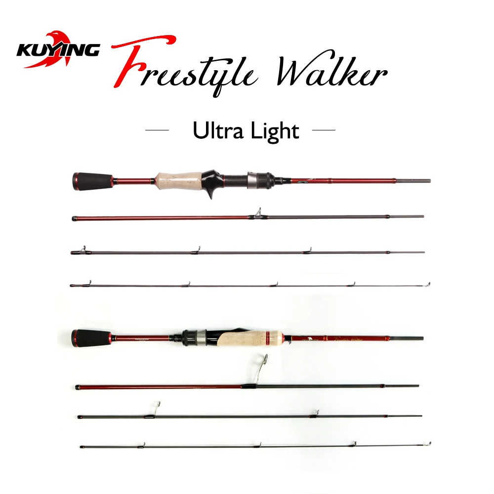 KUYING FREESTYLE UL Ultra Light 1.8m 6' Fishing Lure Rod 1-7g Spinning Casting Pole Cane Stick FUJI Parts Mini Travel Pocket