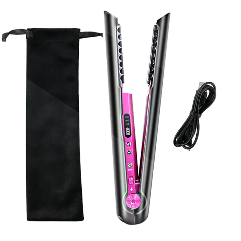 2 in 1 Cordless Hair Straightener and Curler  Professional Ceramic Flat Iron Rechargeable wireless Straightene