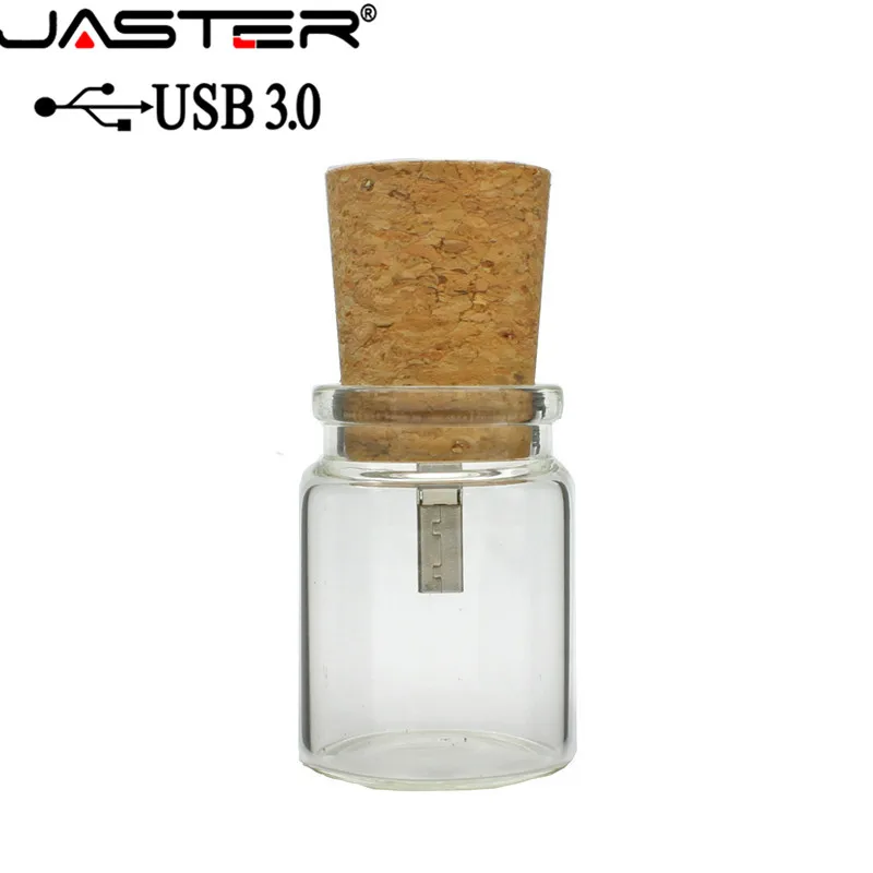 JASTER USB 3.0 Wooden cork drifting bottle flash drive pendrive 4GB 16GB 32GB 64GB wishing bottle wedding gift 1PCS free logo