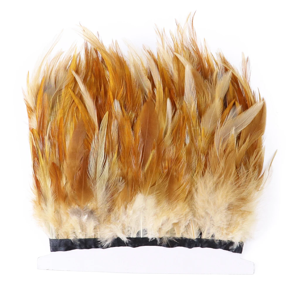 1Yards Natural Rooster Chicken Feather Trim Fringe 10-15cm/4-6inch Plumes Wedding Party Clothing Decoration for Crafts Wholesale