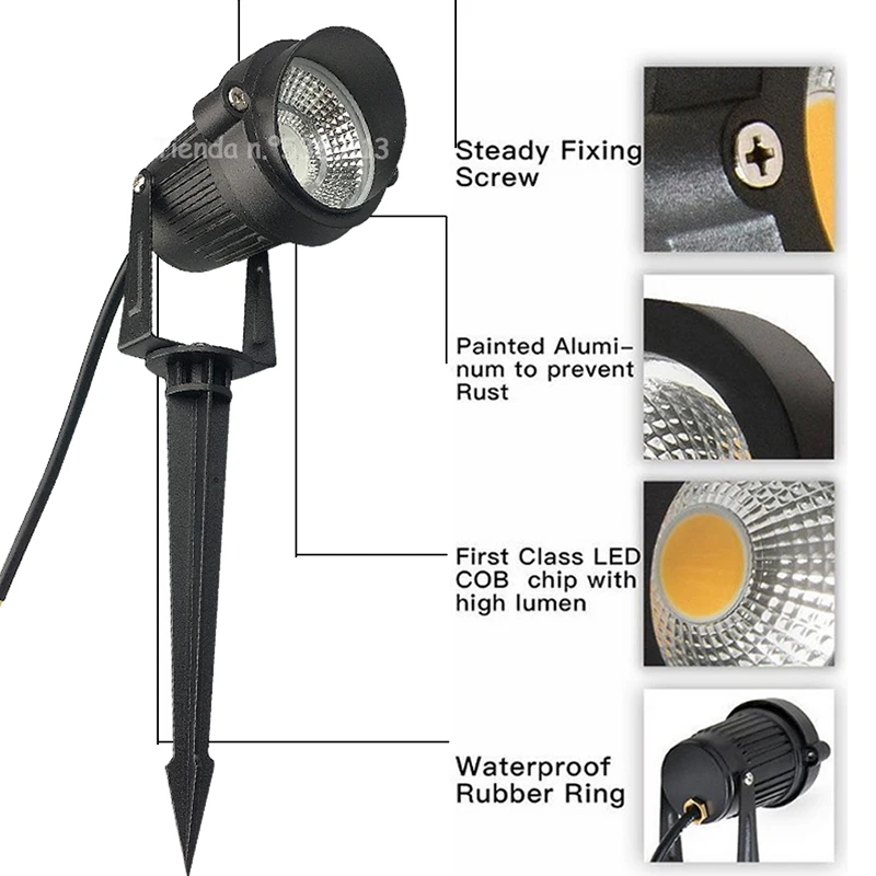 Imagem -04 - Led Cob Garden Lawn Lamp Lâmpadas à Prova Dágua Spike Light ao ar Livre Caminho Local 220v 110v dc 12v 3w 5w 7w 10w 12w