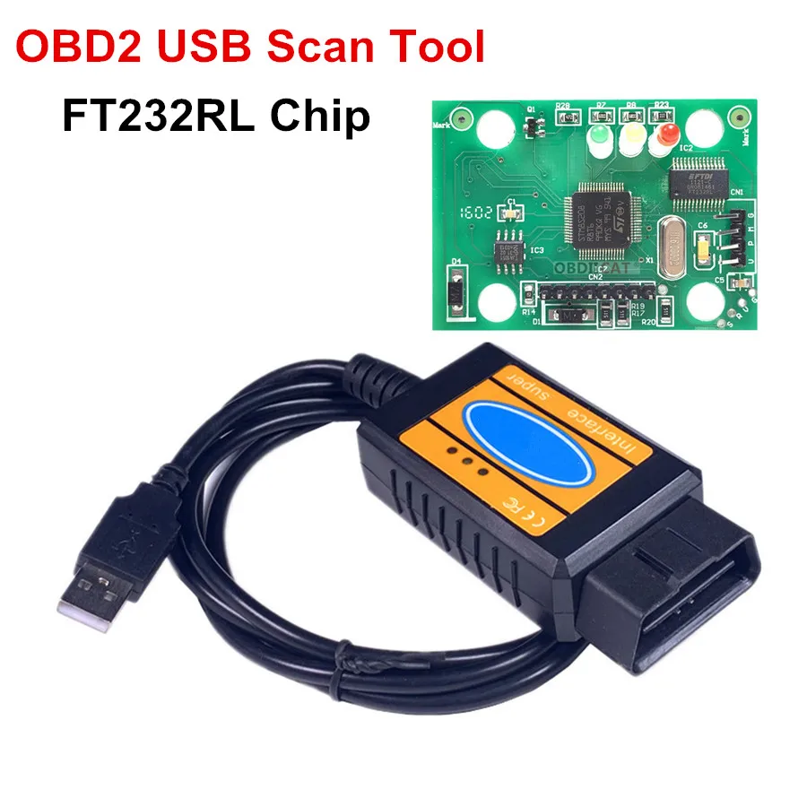 

OBD OBDII Obd2 Usb ELM327 Scan Tool Auto Car Diagnostic Fault Tool Scanner Code Reader Cable For Fo--rd