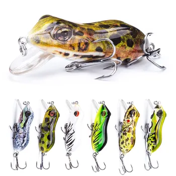 Agoie 63mm/10g Bionic Rana Esche da pesca Topwater Pesce duro Wobbler Pesca artificiale Manovella Esca Galleggiante Attrezzatura da pesca