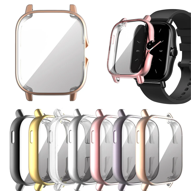 TPU Soft Full Screen Glass Protector Case Shell Edge Frame For Amazfit GTS 2/2e GTS2/e Smartwatch GTS2e Protective Bumper Cover