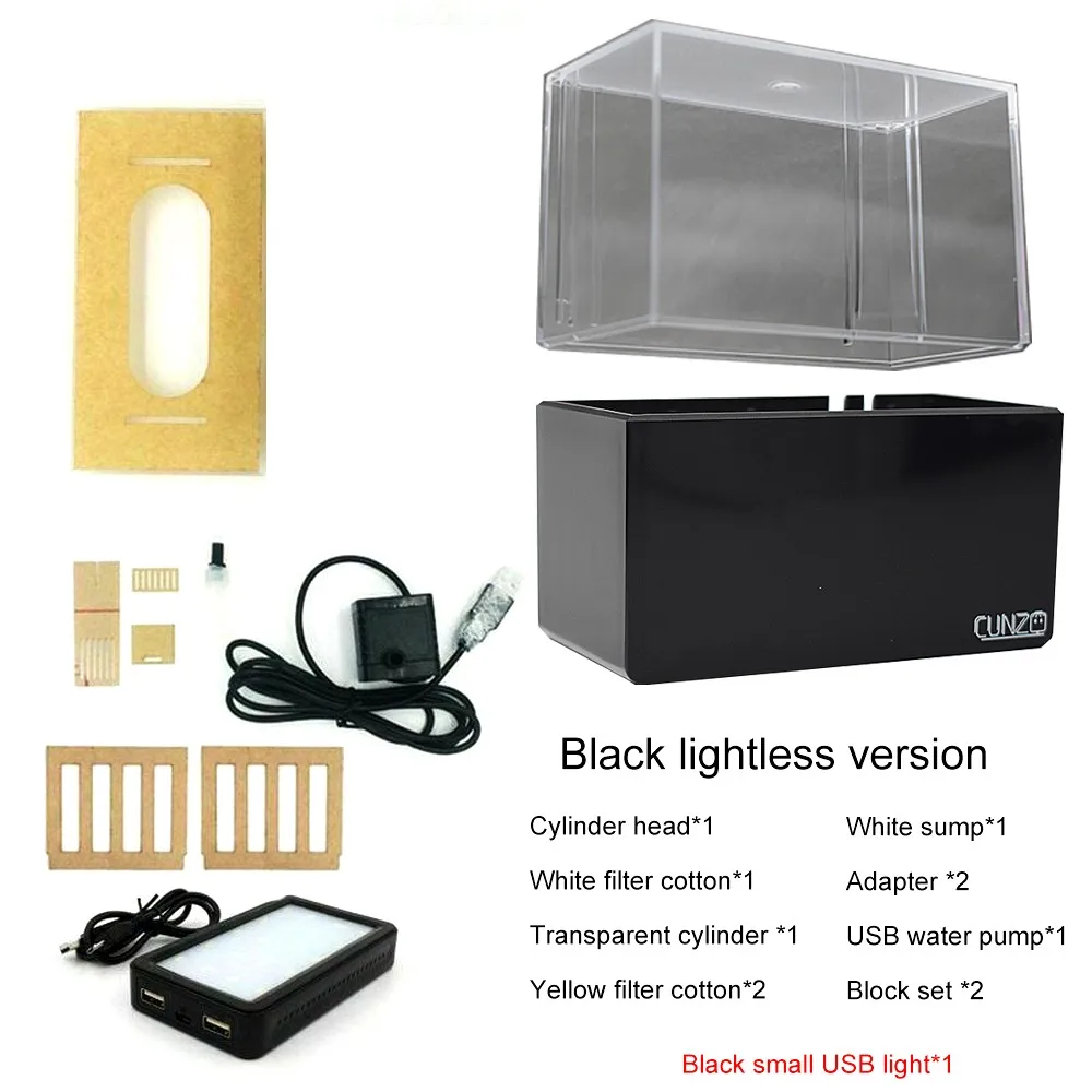 NONE Tragbare Mini Betta Aquarium Aquarium Desktop Marine Aquaponic Aquarium Fische Schüssel Wasser Filter LED Licht USB Luftpumpe 4