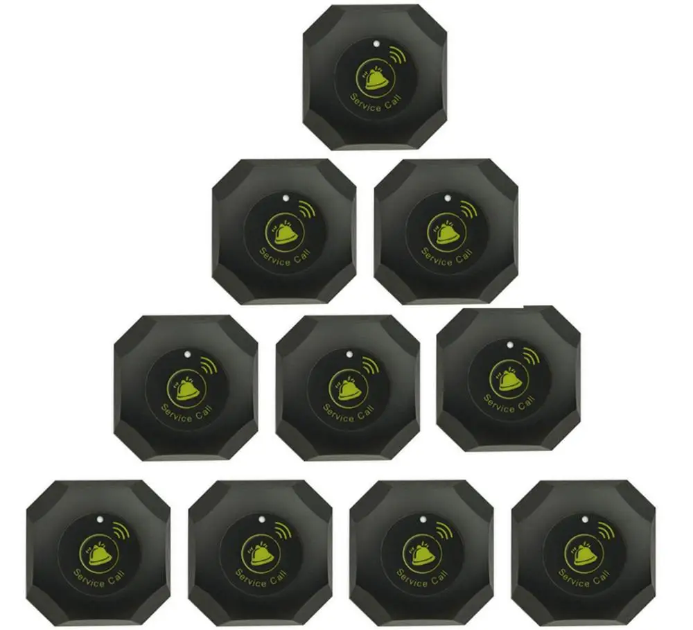 JINGLE BELLS 10 pcs of Quality Restaurant Wireless Guest Calling System Buttons 433mhz Bells Service Cafe