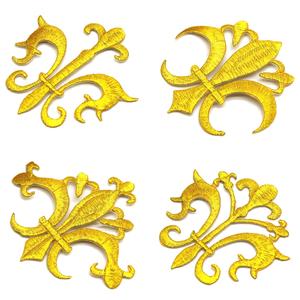 10 Pieces Iron On Flower Appliqued Gold Embroidered Patches 10 Pcs/Lot Cosplay Costumes Lotus Flower Trims Crown Appliques