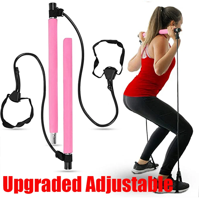 

New Upgraded Adjustable Pilates Bar Kit Home Gym Equipment Strength Training Fitness Yoga Toning Stick Bar with Resistance Bands