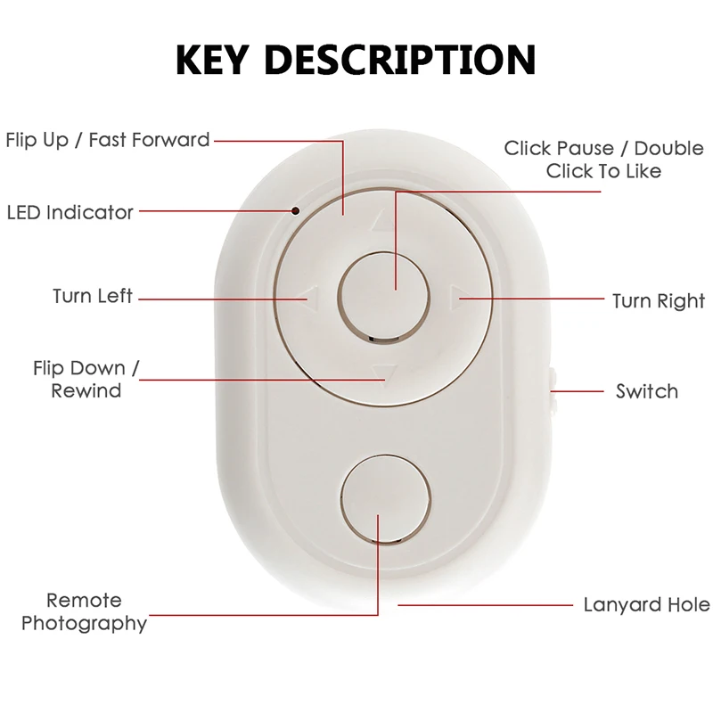 Adaptateur de commande de photo, bouton de déclenchement, télécommande Bluetooth pour Selfie, accessoire d'appareil photo pour téléphone iOS