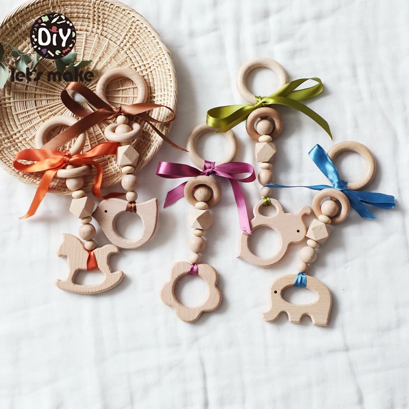 Let'S Make 1Pc Colorful Ribbon Pendant Bird Wooden Teether Baby Crib Mobile Rattle Play Gym Toys Infant Stroller Accessoires