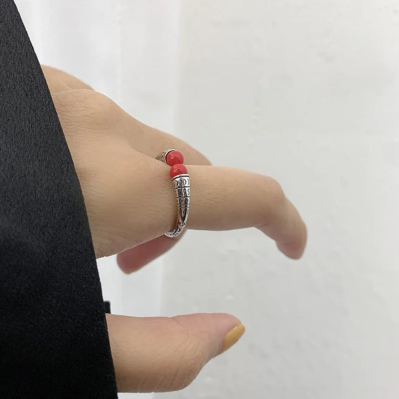 QMCOCO Silver Color Fashion Charms Black Round Ring Fashion Creative Moon Geometric Vintage Punk Party Women Jewelry Gift