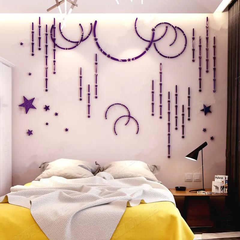 

Kids Bedroom Stars Wall Stikers Modern Home Decor Wall Sticker Decals Living Room Tv Background 3d Acrylic Wallpaper Mural 1pc