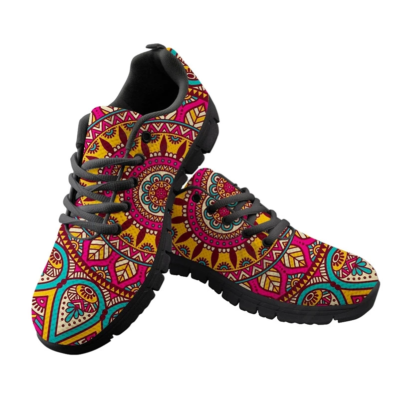 African Traditional Pattern Platform Shoes Sneakers Women Large Size Casual Runningshoes Non-slip Outdoor Travelshoes Zapatos