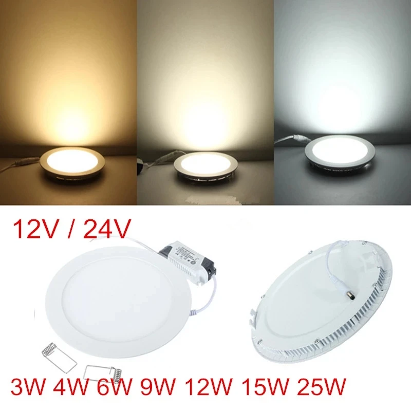 AC/DC 12V 24V Ultra thin led downlight 3W 4W 6W 9W 12W 15W 25W round led ceiling recessed decoration house free shipping