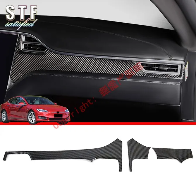 

Carbon Fiber Style Interior Center Control Around Trim For Tesla Model S 2019 2020 Car Accessories Stickers