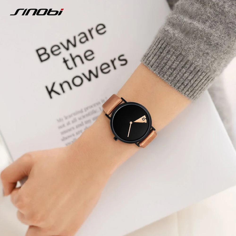 Sinobi NEW Arrival Women\'s Creative Watch Fashion Wristwatch Girls Rotate Leather Strap Fashion Sports Clock Elegant Women Watch