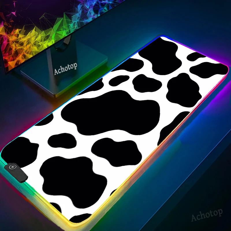 900x400mm Black and white RGB Gaming Mouse Pad XXL LED Computer Mousepad Large Rubber Desk Keyboard Mouse Pad Desktop Gamer Mats