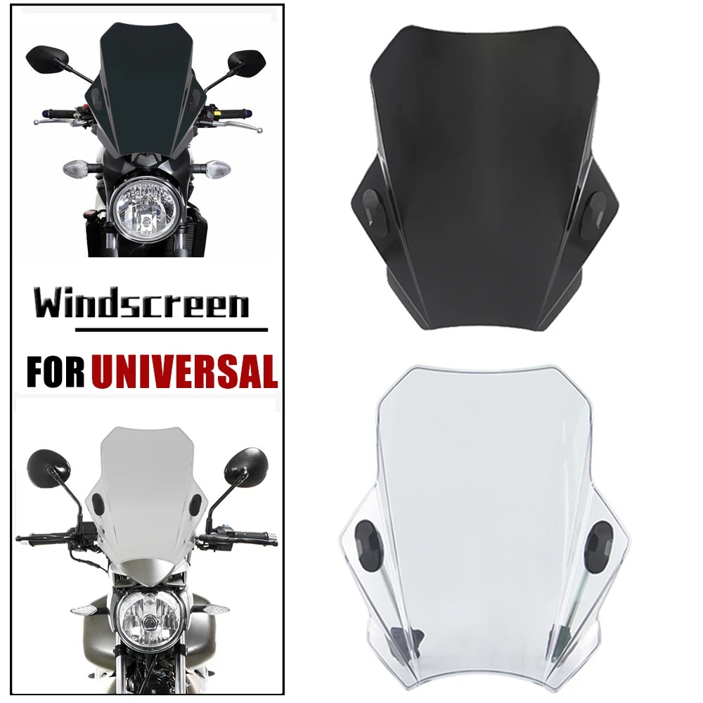 Universal 22/25/28mm Diameter Handlebar Windshield Windscreen For Honda CMX500 CB600 For Yamaha MT09 MT07 YS250 XTZ-150 XJR1300