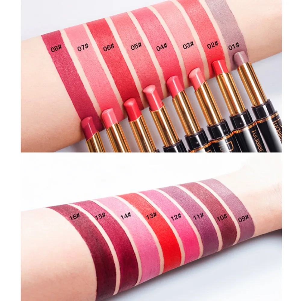 Pudaier Double-end Lip Makeup Lipstick Pencil Waterproof Long Lasting Tint Sexy Red Lip Stick Beauty Matte Liner Pen Lipstick