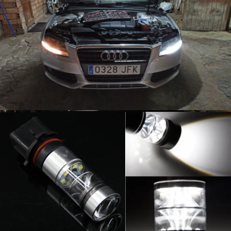 2pcs Xenon White P13W Canbus No Error LED Bulbs For Audi A4 B8 NonFL (2008-2012) Daytime Running Light DRL Lamp