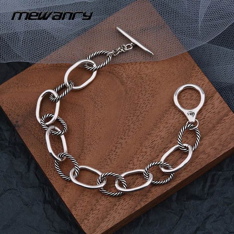 Mewanry Silver Color Bracelet New Fashion Vintage Buckle Hip-hop Creative Design Holiday Party Jewelry Gift for Women