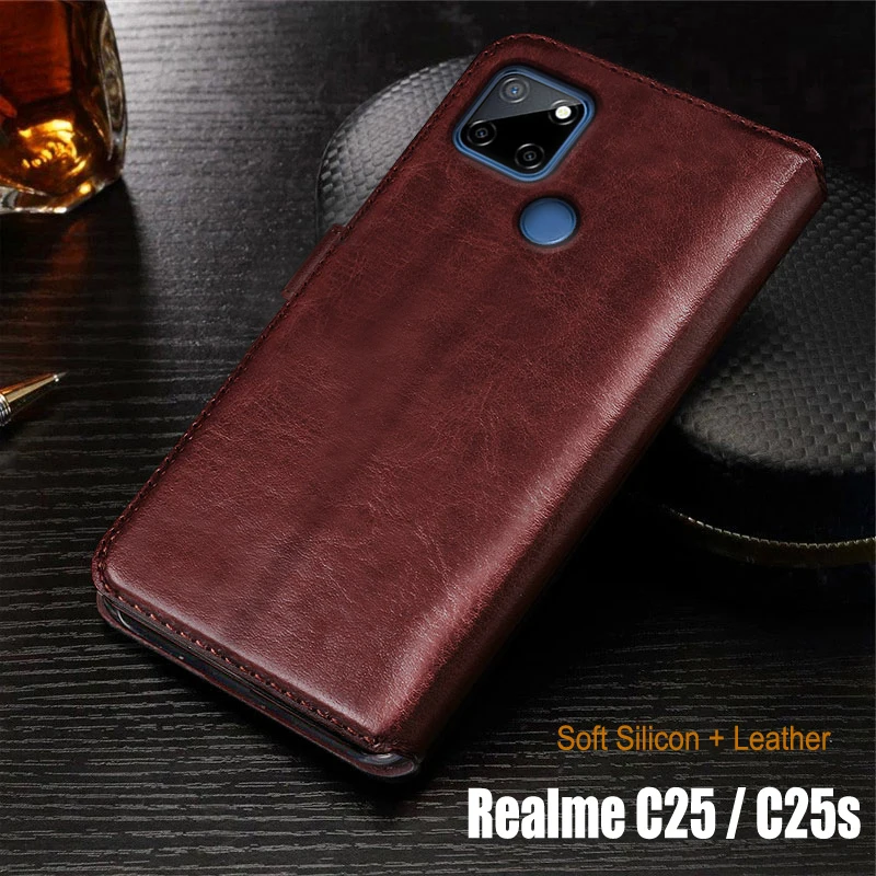حافظة لهاتف Realme C25s حافظة محفظة قلابة eتوي حافظة جلدية مع حافظة للبطاقات الممغنطة على Realme RMX3195 C 25 S C25 S