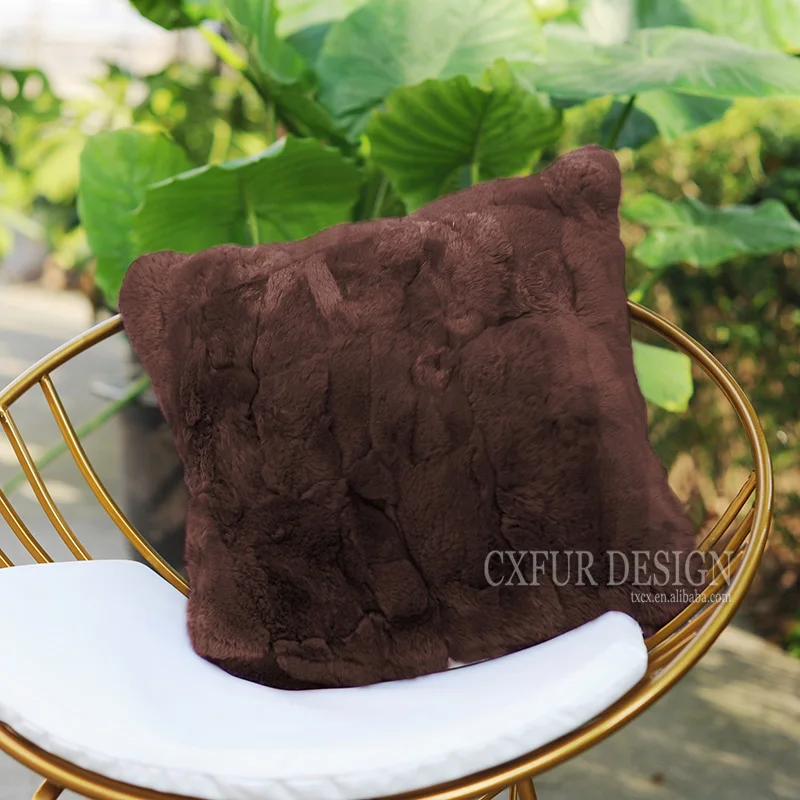 

CX-D-22E Custom Size Rex Rabbit Fur Patchwork Sofa Cushion Fur Cushion Covers