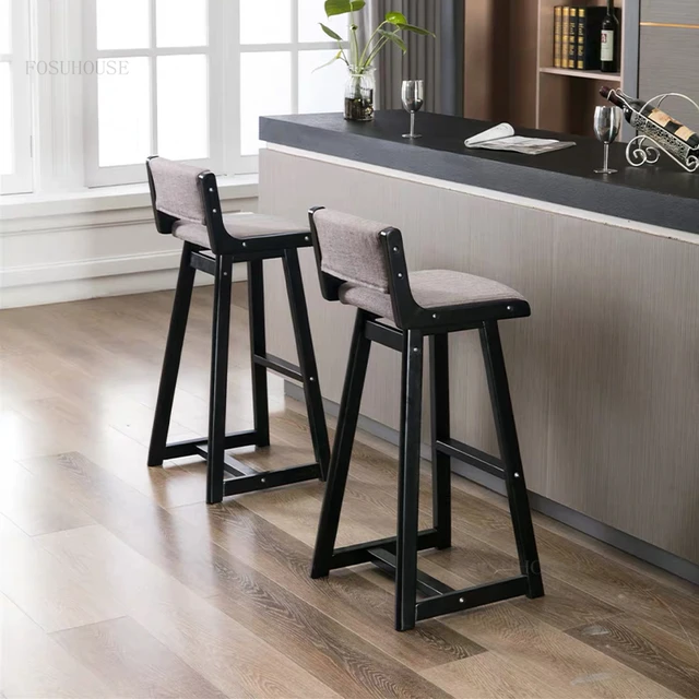 Nordic Bar Chairs Solid Wood Home Leisure Bar Stools for Kitchen Simple Backrest High Chair Bar Furniture Modern Counter Stool AliExpress