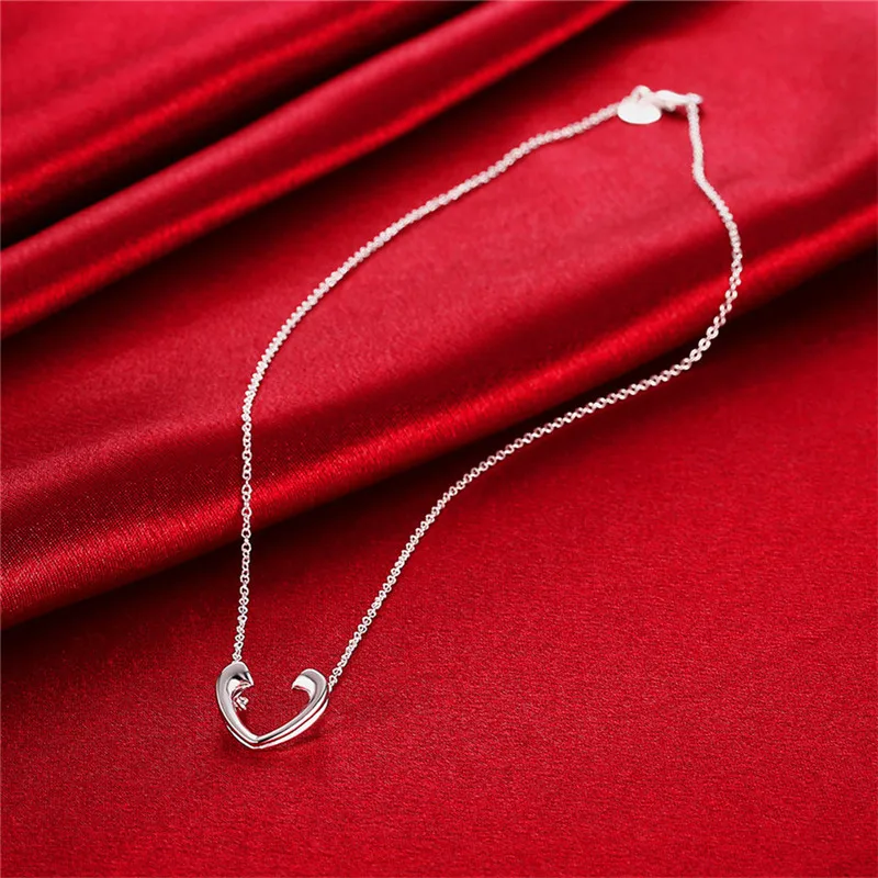 BABYLLNT 925 Sterling Silver Open Heart Pendant Necklace For Women Charm Wedding Engagement Party Fashion Jewelry Gift image 6