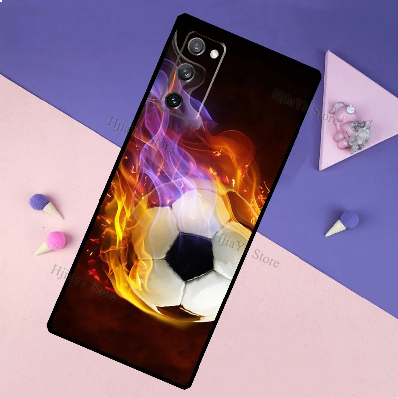 Fire Football Soccer ball Case For Samsung Galaxy S10 S8 S9 Note 10 Plus Note 20 S10e S20 FE S21 Ultra Phone Cover