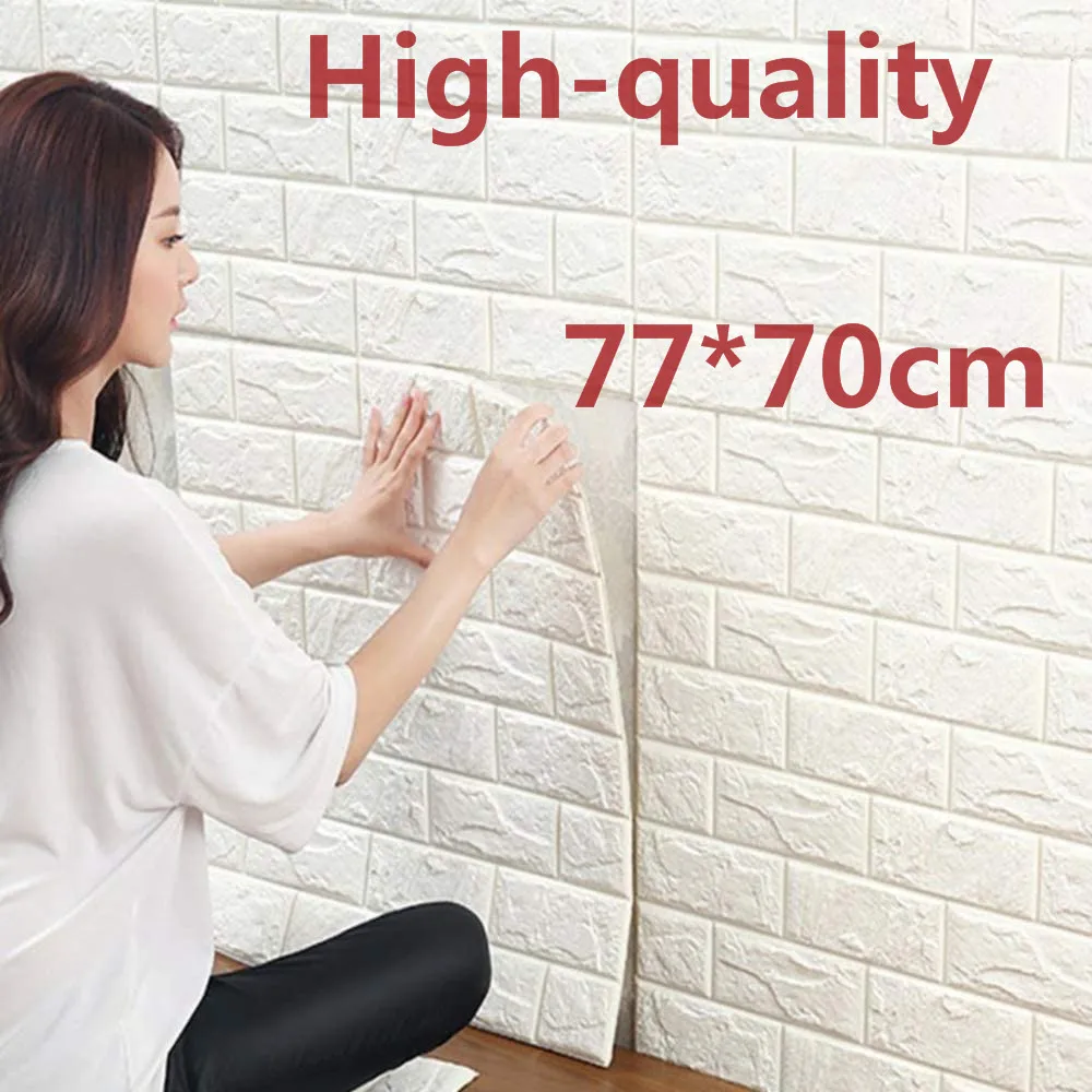 

70*77 3D Brick Wall Stickers Self Adhesive DIY PE Foam Wallpaper Living Room TV Background Decor Panels Kids Room Protecti