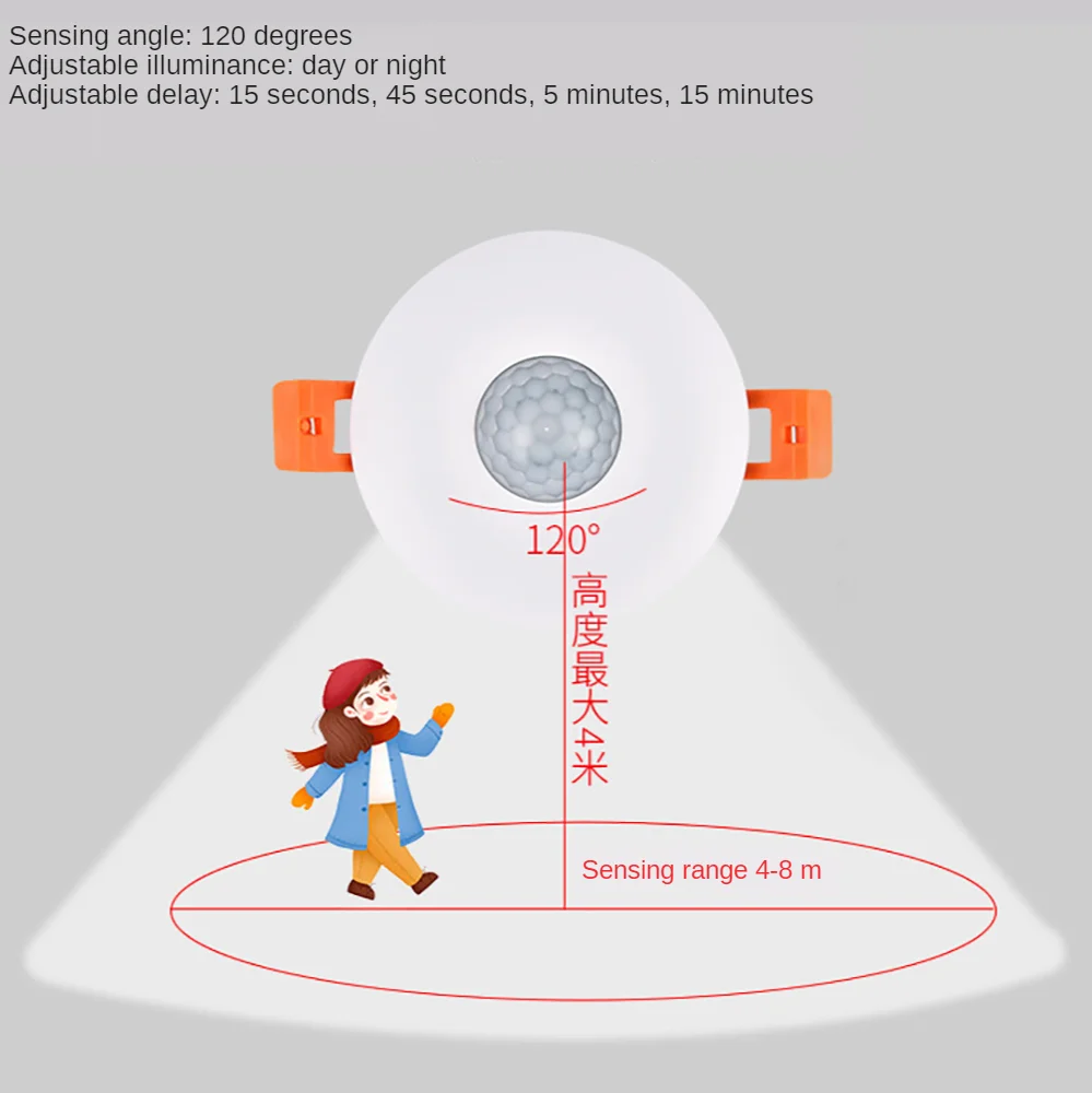 New 110-220V Human Body Infrared Sensor Switch Embedded Concealed Staircase PIR Sensor Motion Detection Ceiling Installation