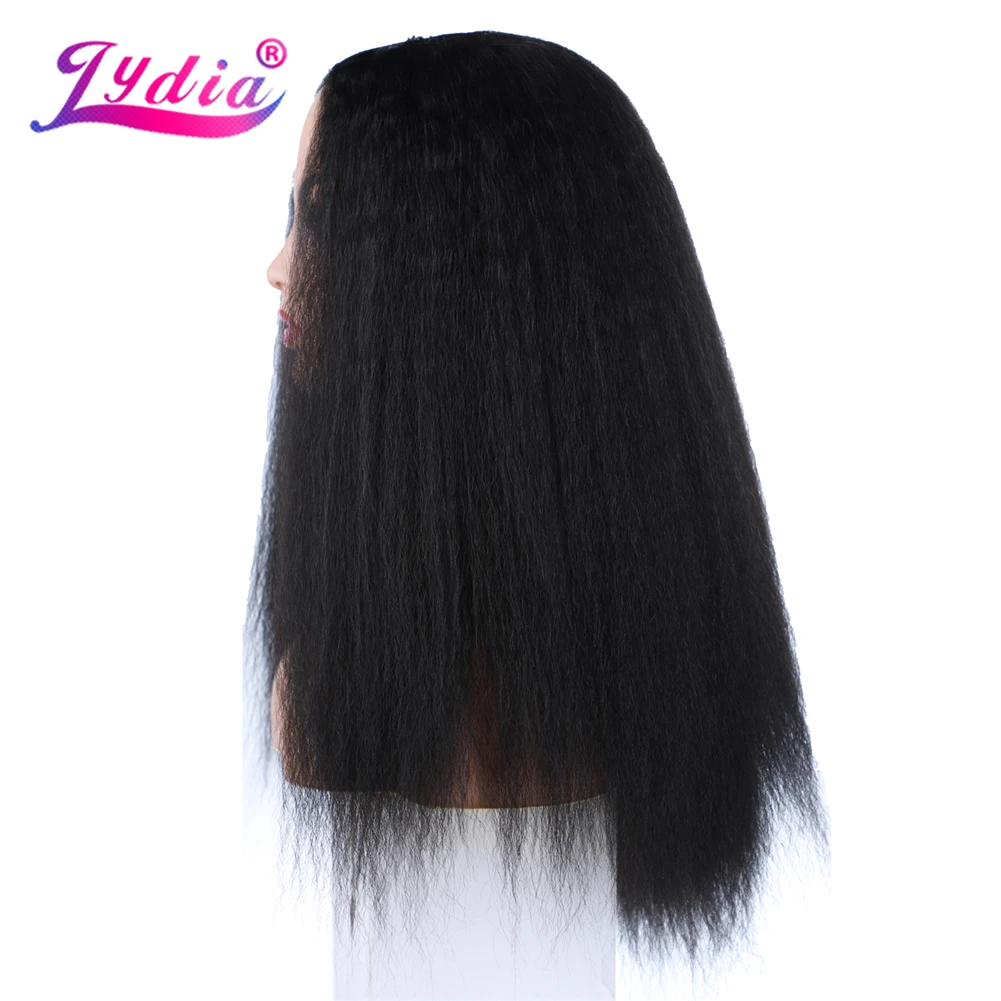 Lydia Afro Kinky Straight U Part Black 1B# Color Hair Wig Heat Resistant Synthetic 16-22 Inch Daily Wigs For Women  Ladies