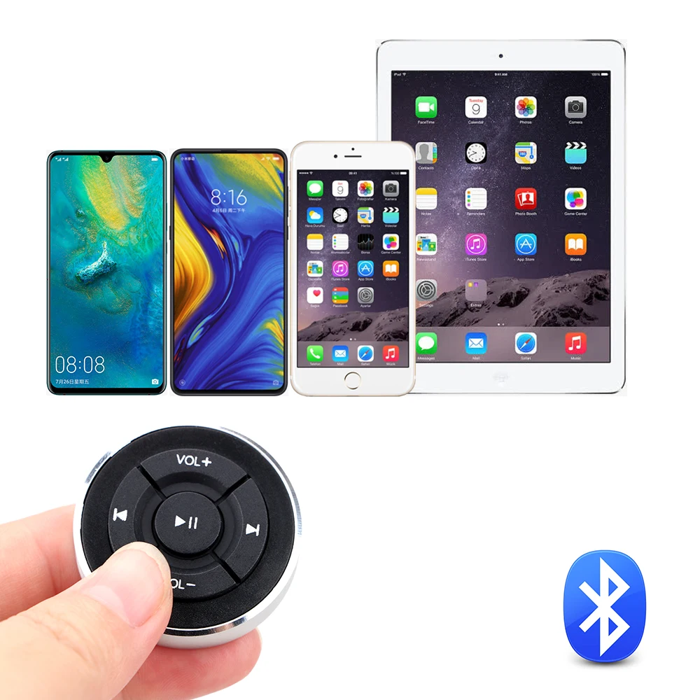 Leepee controle remoto sem fio para celular, android e ios, motocicleta, com bluetooth, botão de volume de mídia