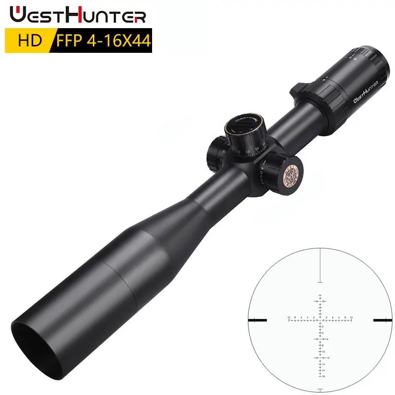 

Прицел WESTHUNTER HD 4-16X44 FFP, прицел для охоты, первый фокусный самолет, прицел с большим боковым колесом, тактический прицел с блокировкой, сброс, подходит для. 308 Win