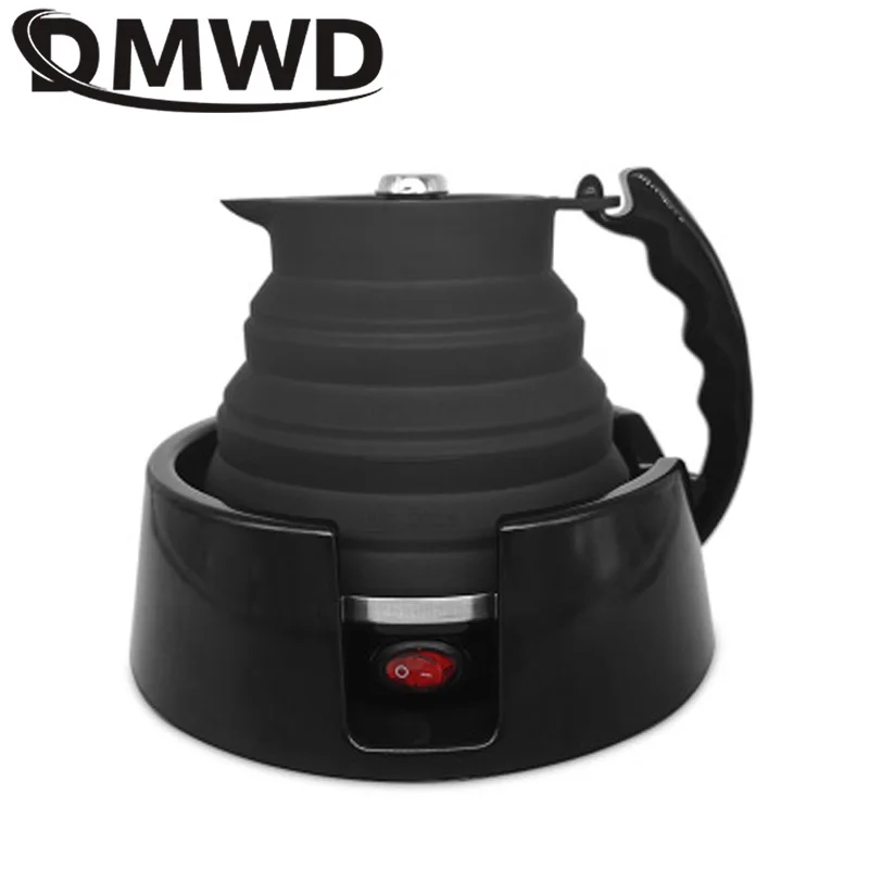 DMWD 12V/24V Portable Travel Folding Electric Kettle 450ml Food Grade Silicone Travel Car Folding Water Kettle Dry Protection