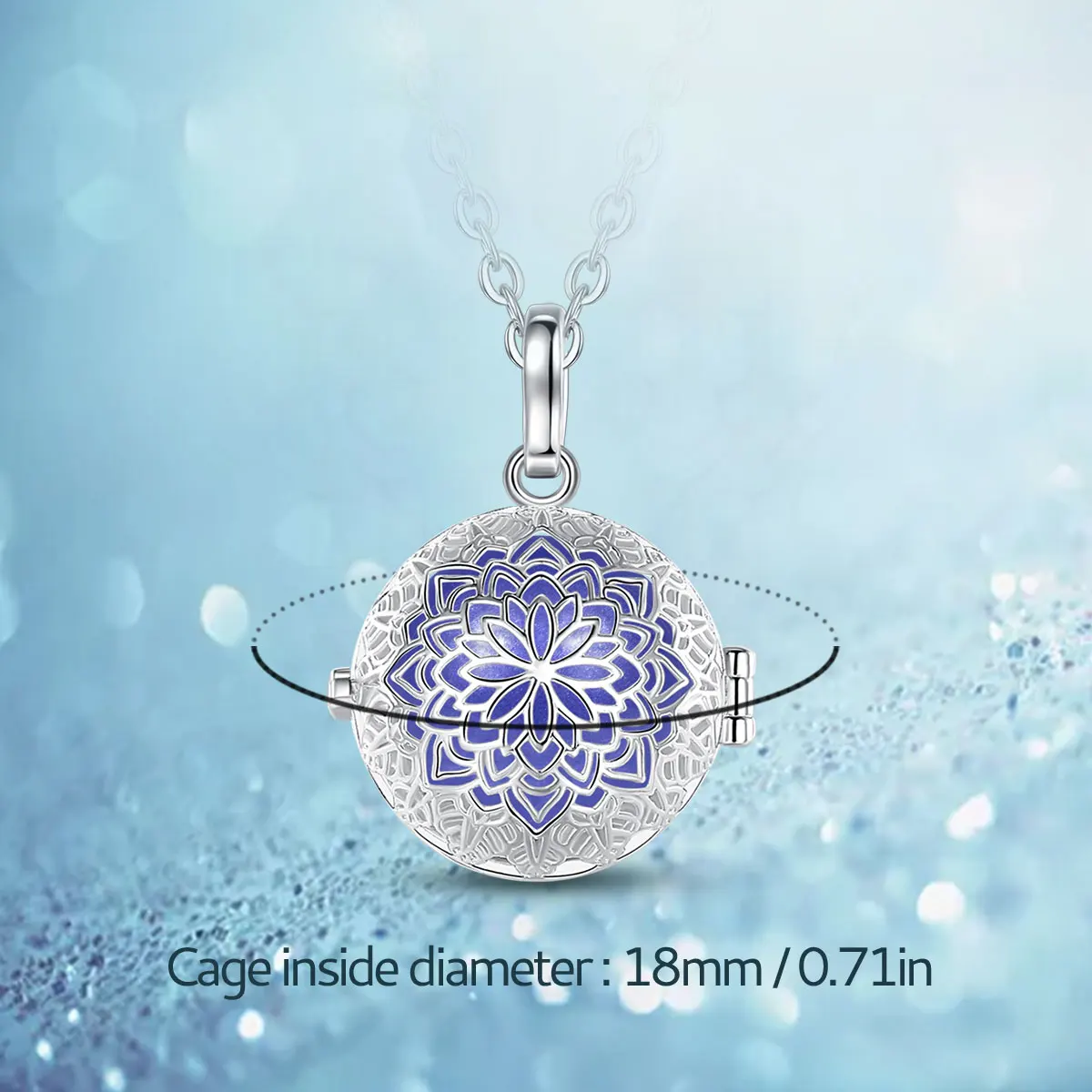 Eudora 18mm Harmony Ball Flower Cage Pendant Necklace Exquisite Jewelry Ladies Gifts Suitable For Girlfriends K482N18