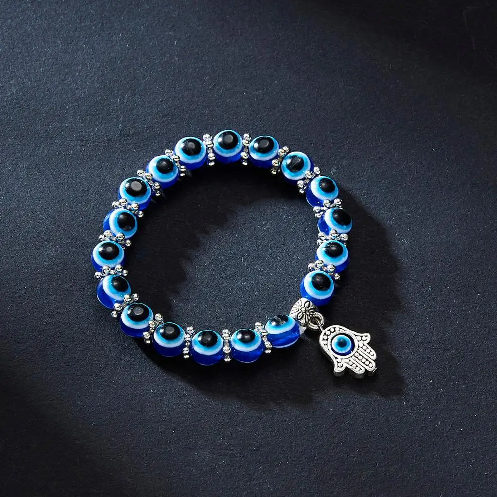 Bracelets porte-bonheur turcs mauvais œil, perles bleues pour hommes et femmes, bijoux porte-bonheur faits à la main, livraison directe