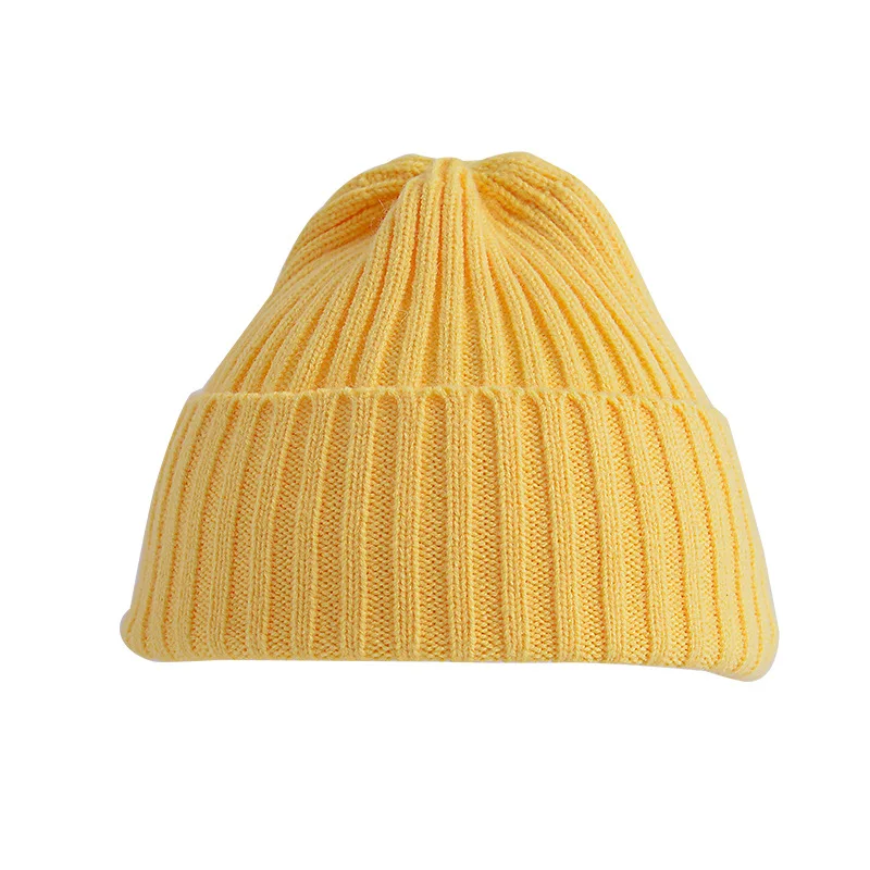 6 Months To 5 Years Baby Kids Winter Warm Ribbed Knitted Beanie Hat New Sweet Solid Candy Color Toddlers Windproof Cap