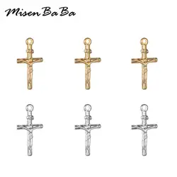 5PCS/Lot Stainless Steel Jesus Pendant For Necklace Catholic Jesus Charm Religious Jewelry Making Cross Accessories