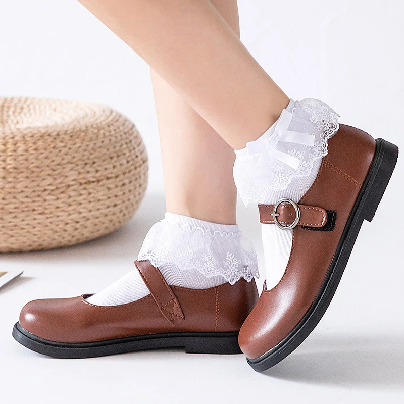 Chaussettes Courtes Décontractées en Coton Noir et Blanc pour Fille, Princesse Lolita, Anime Japonais, Cosplay, Nministériels d Papillon, Fleur,