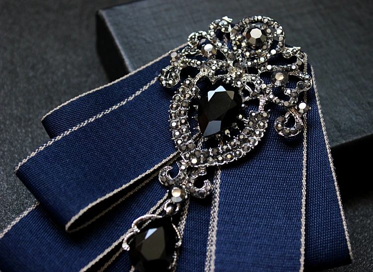 Luxus Mode Bowties Bögen Krawatte Brosche Stoff Kristall Pins Und Broschen Corsage Schmetterling Bluse Zubehör Pin Revers für Frauen – Detail 2