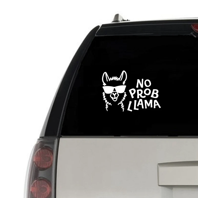 No Prob Llama in Sunglasses Vinyl Sticker Car Window Decor , Funny Silhouette Laptop Decals for Apple MacBook Air Decoration