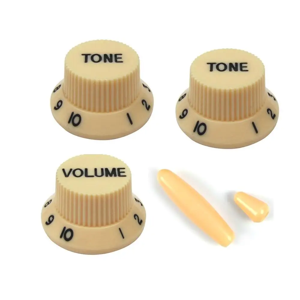 NEW Set of Plastic Electric Guitar Knobs Volume Tone Control 2T1V + Switch Tip + Whammy Bar Tip for ST Guitar Accessories