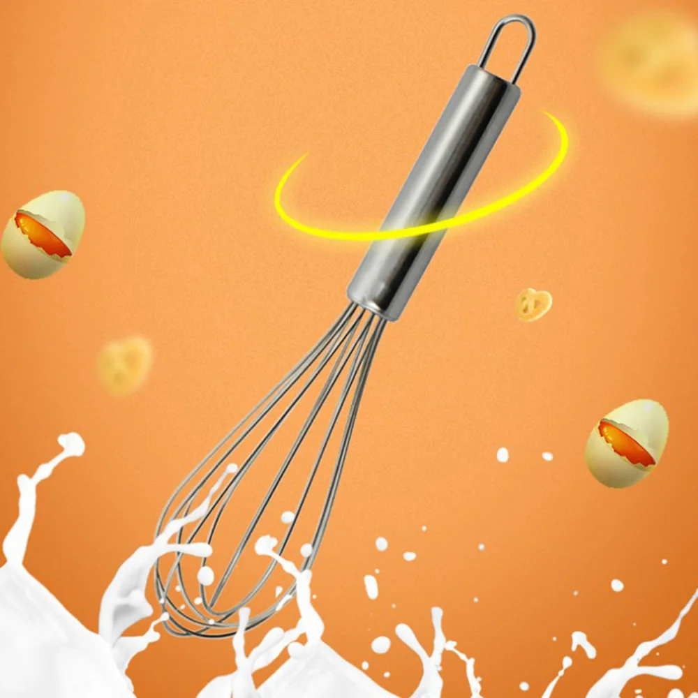 10 Inch Stainless Steel Balloon Wire Manual Egg Beater Baking Utensil Milk Cream Butter Whisk Mixer Kitchen Batidor De Huevos