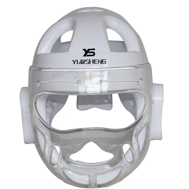 New karate Helmets White Safety helmet fitness kick Boxing Taekwondo headgear fighting head protectors with transparent guard