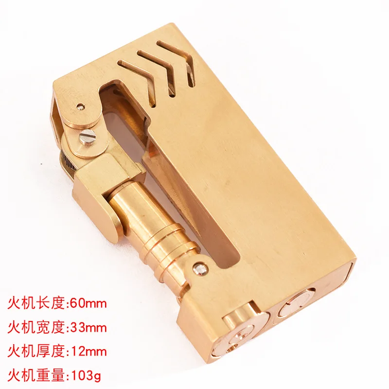 Semi-Automatic Manual Mechanical Gasoline Lighter Brass Antique Kerosene Cigarette Lighter Collection Gift 60*33*12mm