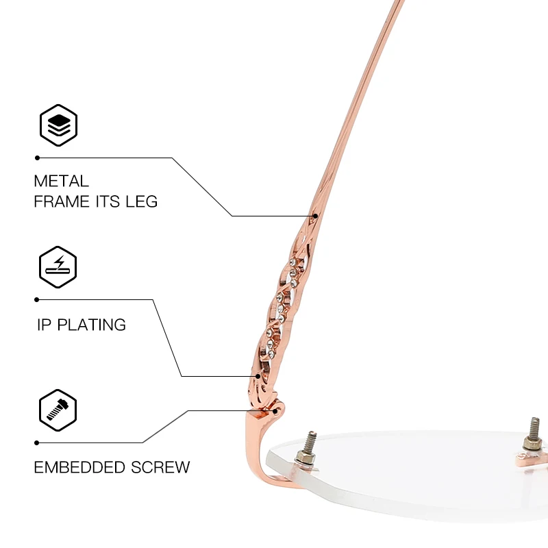 ZIROSAT 58133 Rimless Gold Glasses Frame Women Light Weight Optical Rim Eyeglasses Frames Prescription Myopia Spectacles