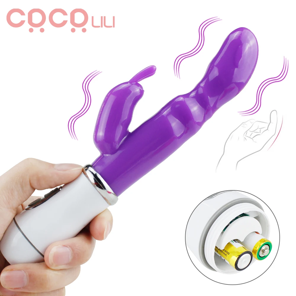 Getaran Ganda Kelinci Vibrator Seks Mainan untuk Wanita Silikon Vagina Klitoris Pijat G Spot Stimulator Wanita Masturbasi